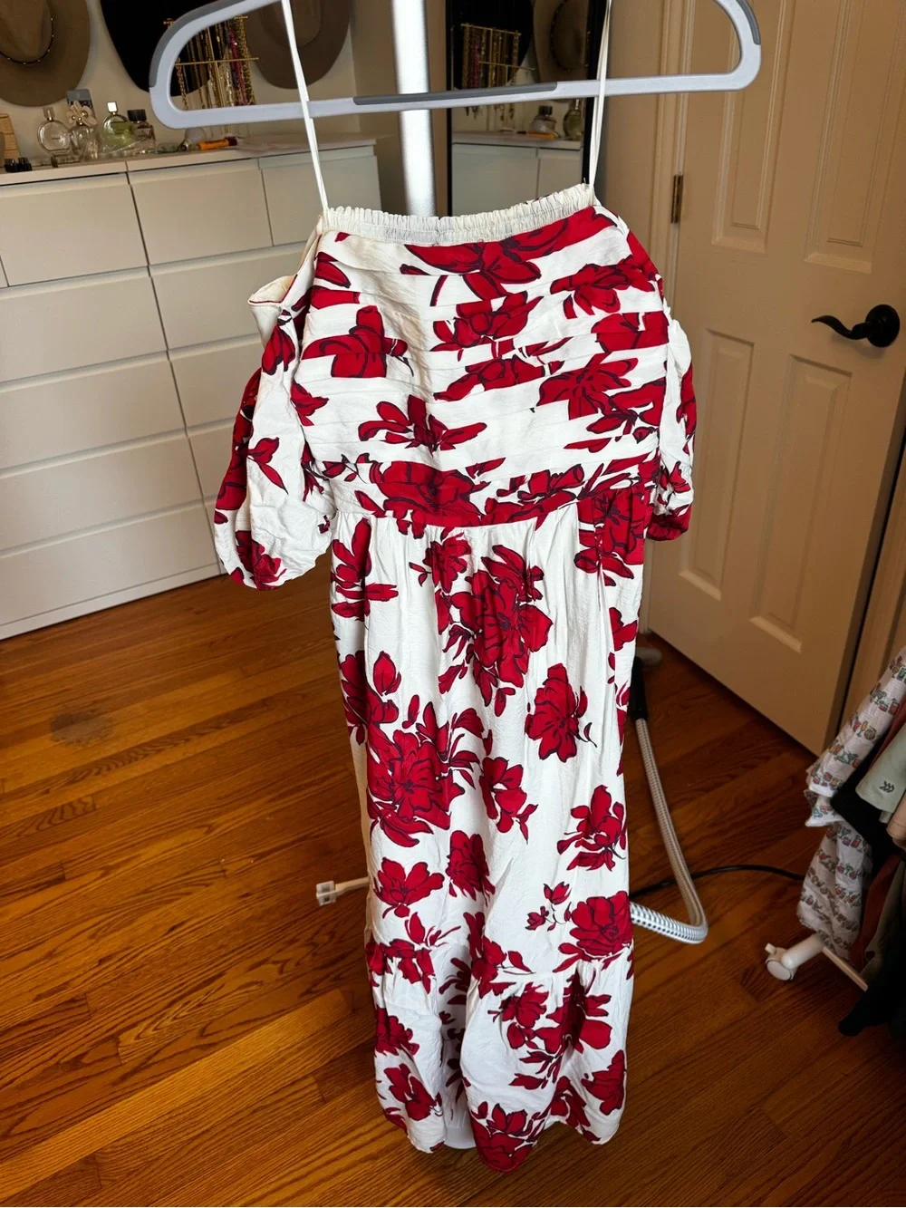 Abercrombie Emerson Off-Shoulder Red Floral Maxi Dress - Women